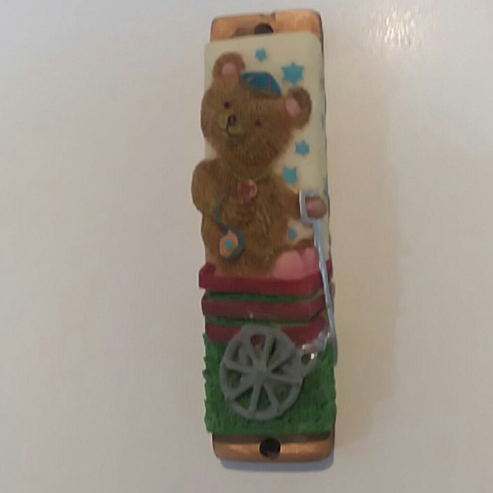 Hand Painted Teddy bear Mezuzah including scroll